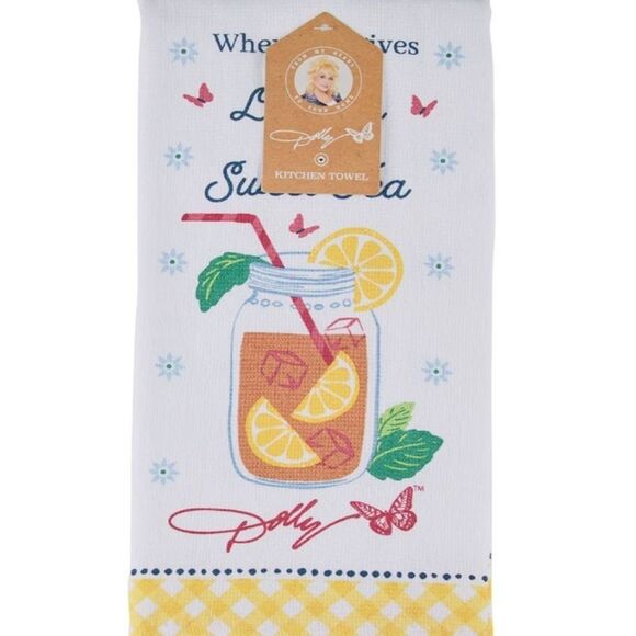 Dolly Parton Kitchen Floral Guitar & Sweet Tea Print Kitchen Towels - Picture 3 of 9